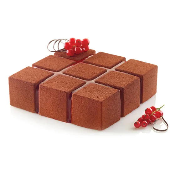 Louis Tellier CUBIK Silicone Mold 6.7"x6.7"x2" White 47.3 oz -76°F-+446°F Bake/Chill Dishwasher-Safe