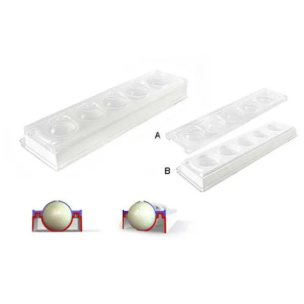 Louis Tellier MUL3D58 3D Mold, 2.28" Dia, 5×3.44oz, White, -76°F to +446°F, Dishwasher Safe - Set