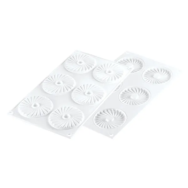 Louis Tellier PLISSE23 Mold, 2.95" Dia x 0.3" H, 6x0.77 oz, White Silicone, MULTIFLEX 220