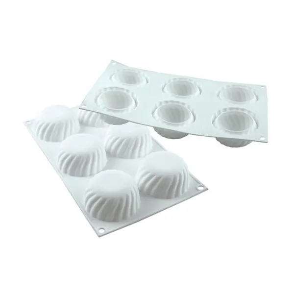 Louis Tellier SAMURAI110 Silicone Mold, 2.75" Dia x 1.37" H, 6×3.71oz, White Nonstick, -76°F–+446°F