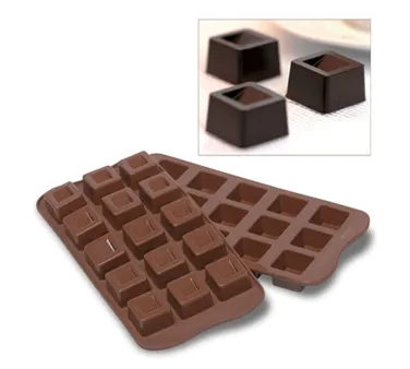 Louis Tellier SCG02N Square Chocolate Mold Flexible Silicone 15 x 0.34 Oz 24" x 16"