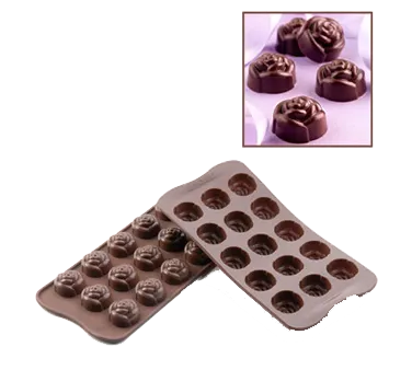 Louis Tellier SCG13N - Rose Silicone Chocolate Mold 24" x 16" Flexible Non‑Stick, 15×0.24 oz