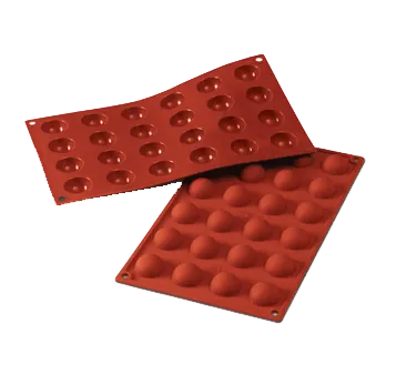 Louis Tellier SF006 Half‑Sphere Mold, Red, 24 Sections, 7" x 11‑3/4" OA, Silicone Non‑Stick