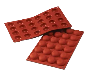 Louis Tellier SF009 Siloconflex Pomponette Mold, Red, 24 0.63"H/1.33" Dia., 7" x 11-3/4" OA, Silicone