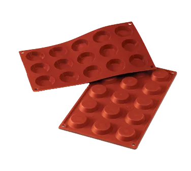Louis Tellier SF013 Red Mini Tartlet Mold, 6-15 Sections, 7" x 11-3/4" OA, SiliconFlex, Non-Stick