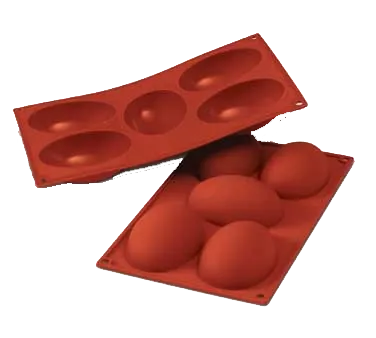 Louis Tellier SF041 Red Silicone Mold, 5‑Section 1.41" H x 2.86" Dia., 7" x 11‑3/4" OA, Non‑Toxic