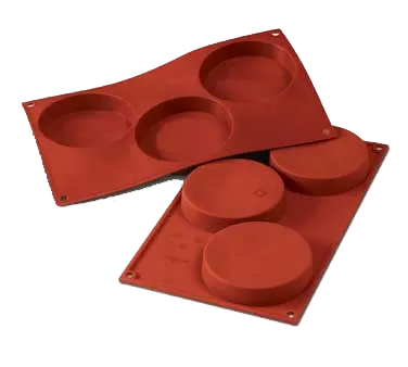 Louis Tellier SF042 Red Silicone Pastry Mold, 1-5 Compart, 7" x 11‑3/4" OA, Non-Toxic Non-Stick Base