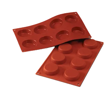Louis Tellier SF045 Siloconflex Mold, Red, 8 Sections 0.67"H x 2.35" Dia., Non‑Toxic Non‑Stick