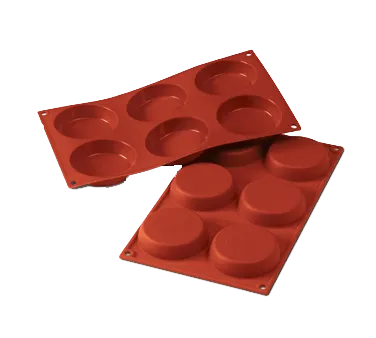 Louis Tellier SF047 Red Siloconflex Mold, Six 0.71"H×3.14", 7"×11‑3/4" OA, Non‑Stick Silicone