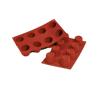 Louis Tellier SF050 Siloconflex Baking Mold, Red, Compartments, 7" x 11-3/4" OA, Silicone Nonstick