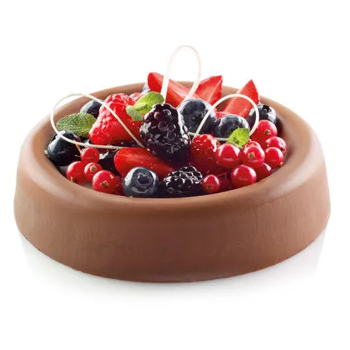 Louis Tellier SQ031 Flexible Silicone Tart Mold, Black, 6‑Compartment, 20.7 oz, Oven/Dishwasher Safe