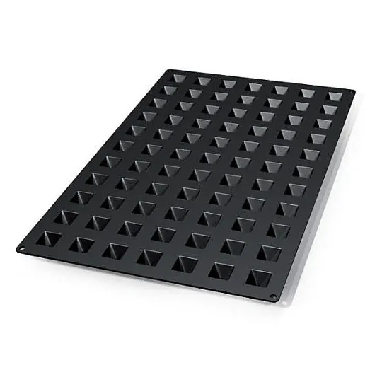 Louis Tellier SQ046 - Black Silicone Pyramid Mold, 77 × 0.37 oz, Microwave & Dishwasher Safe, Italy