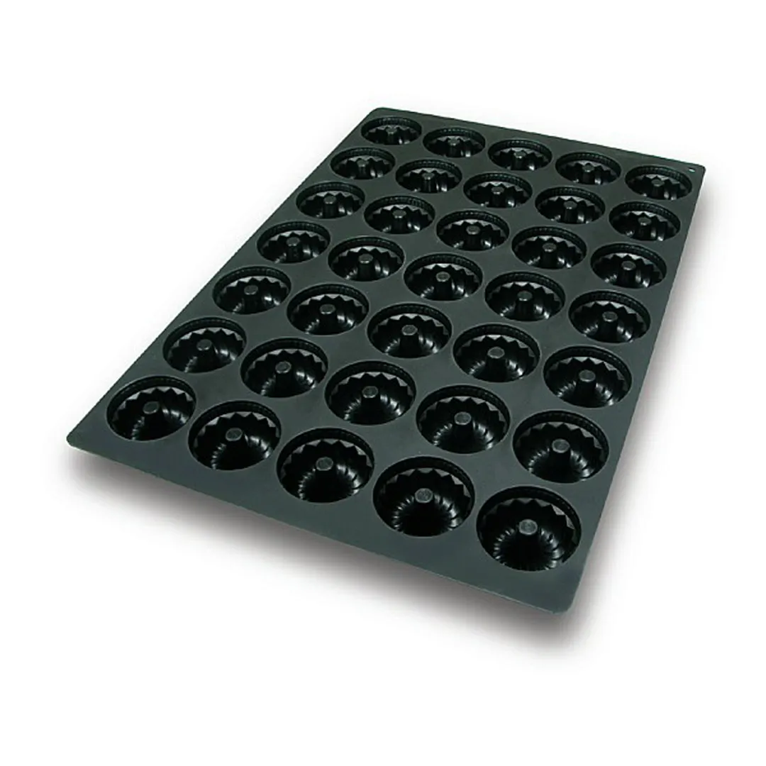 Louis Tellier SQ049 - Mid-Gugelhopf Silicone Mold, Black, 35 x 2-3/4 oz, Oven/Dishwasher Safe