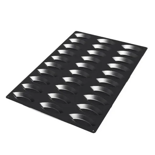 Louis Tellier SQ054 - Black Silicone Boat Mold, 30‑Compartment 1/2‑oz Cups, Oven Safe, Made in Italy