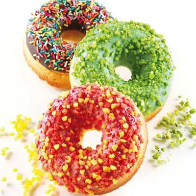 Louis Tellier SQ059 Black Silicone Donut Mold, 24‑Cavity 4‑1/2 oz, Microwave/Freezer/Dishwasher Safe