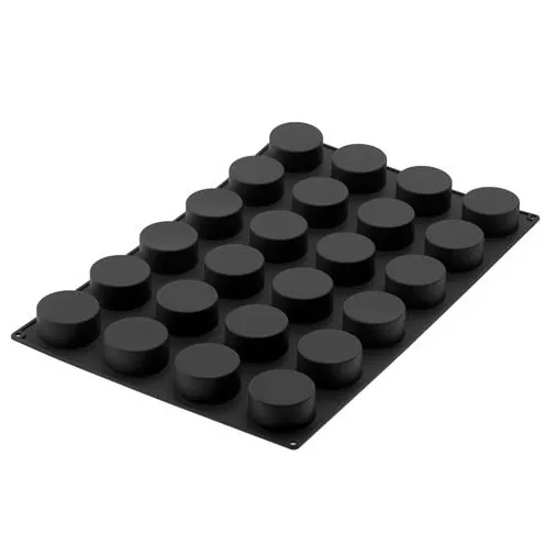 Louis Tellier SQ060 Black Silicone Cylinder Pastry Mold, 24 x 4-1/2 oz, Flexible, Made in Italy