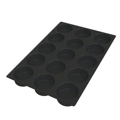Louis Tellier SQ067 - Black Silicone Pastry Mold, 15 × 11.5 oz Pieces, Microwave & Oven Safe