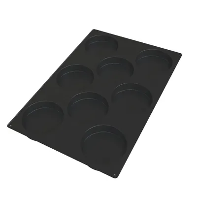 Louis Tellier SQ068 Pastry Mold, Black, 8 x 13 oz, Non-Stick, Microwave/Freezer/Dishwasher Safe