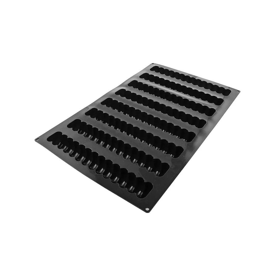 Louis Tellier SQ072 - Black Flexible Silicone Pastry Mold, 8 x 16.2 oz, Microwave & Dishwasher Safe