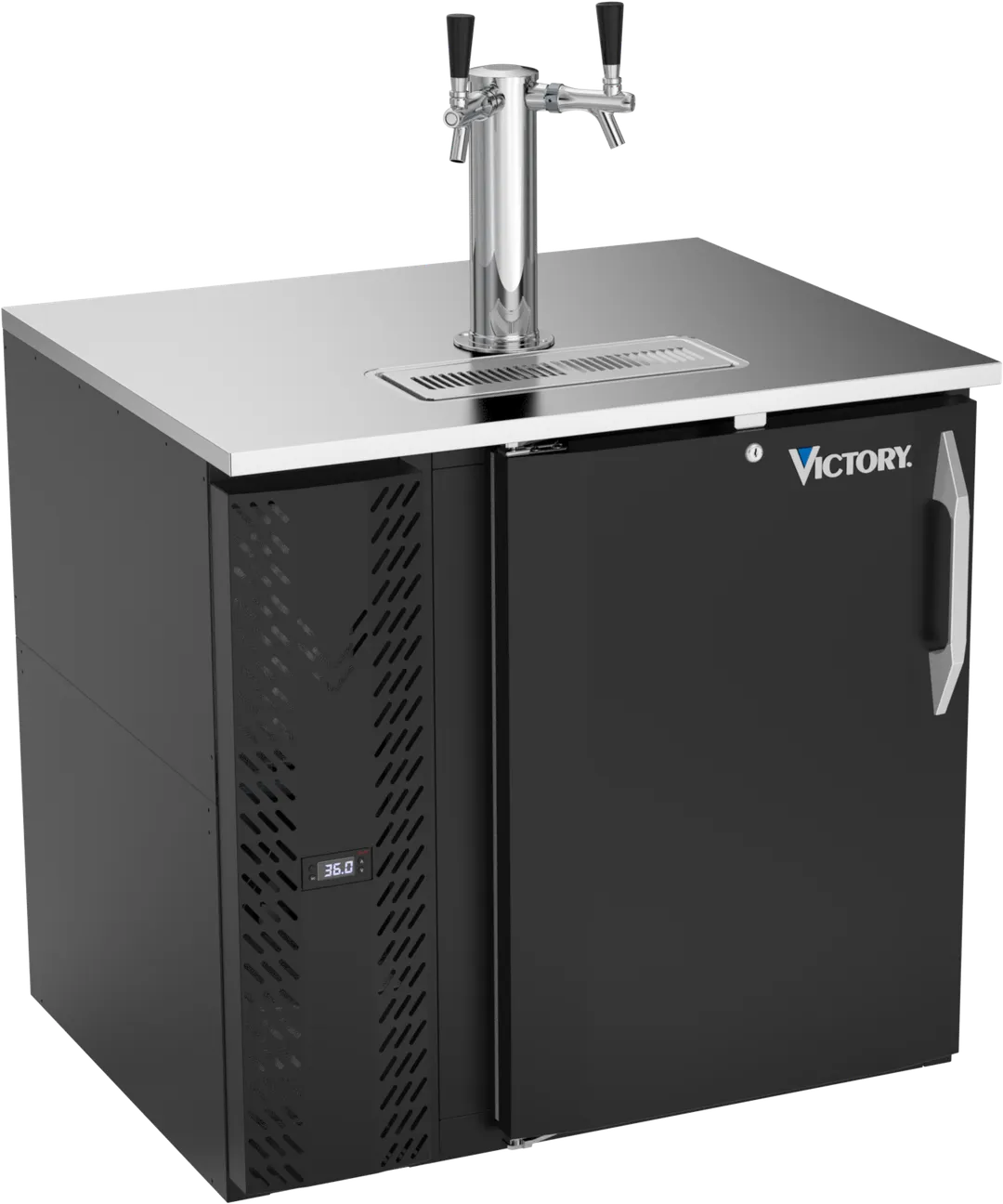 Victory VDD36HC-B Direct Draw Keg Cooler, 36"×30"×49", 10.2 Cu Ft, Faucets, 1/2‑Barrel 2‑Keg, R290
