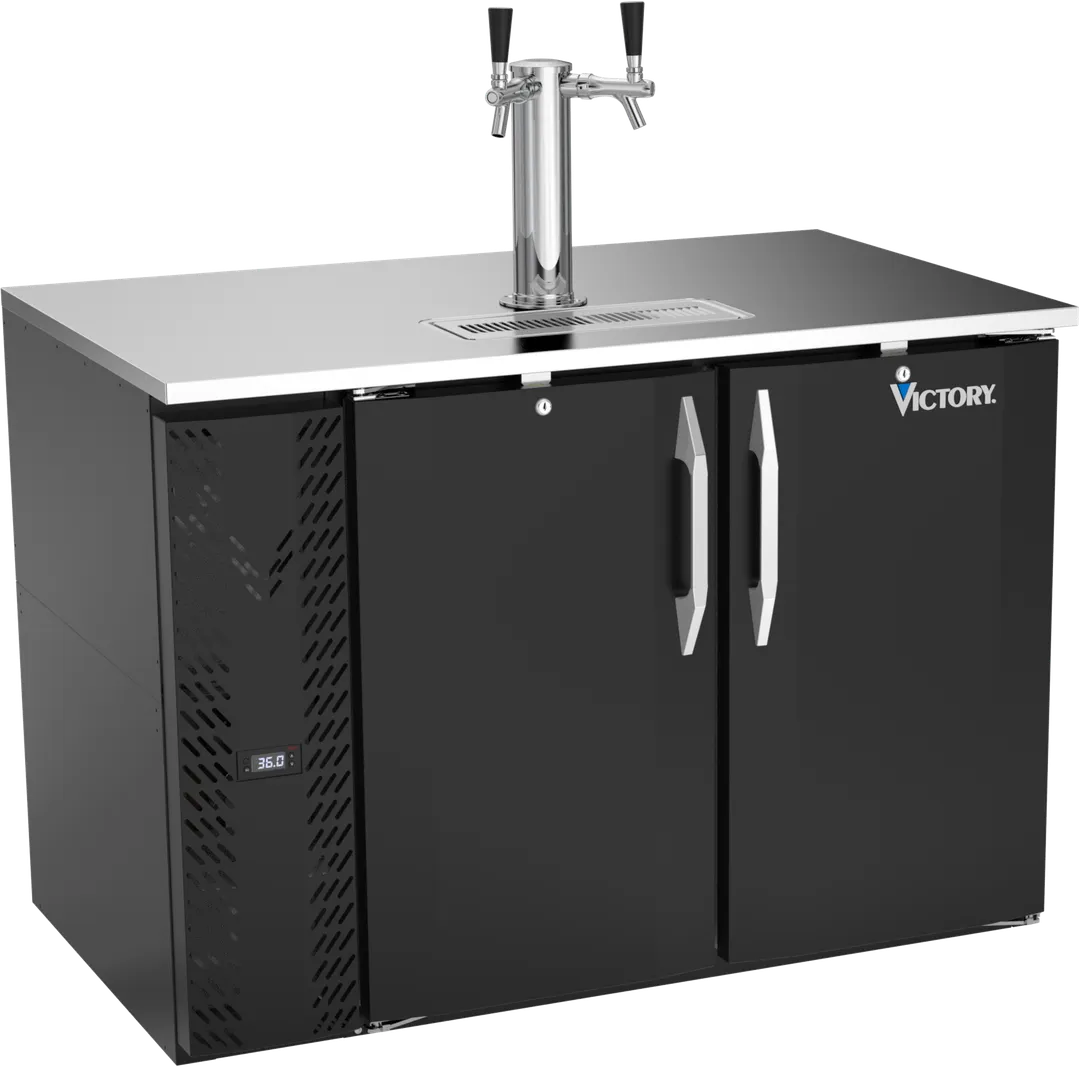 Victory VDD48HC-B Keg Cooler, 48"W x 30-1/8"D x 49-5/16"H, Black, 2 Half‑Barrel, Dual Faucet, R290