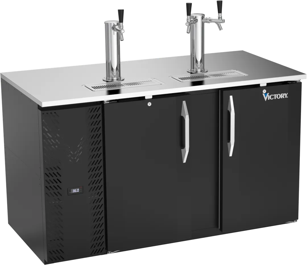 Victory VDD58HC-B Keg Cooler, 58" W x 30-1/8" D x 49-5/16" H, 2‑Door, 2‑Half‑Barrel, Faucet Towers
