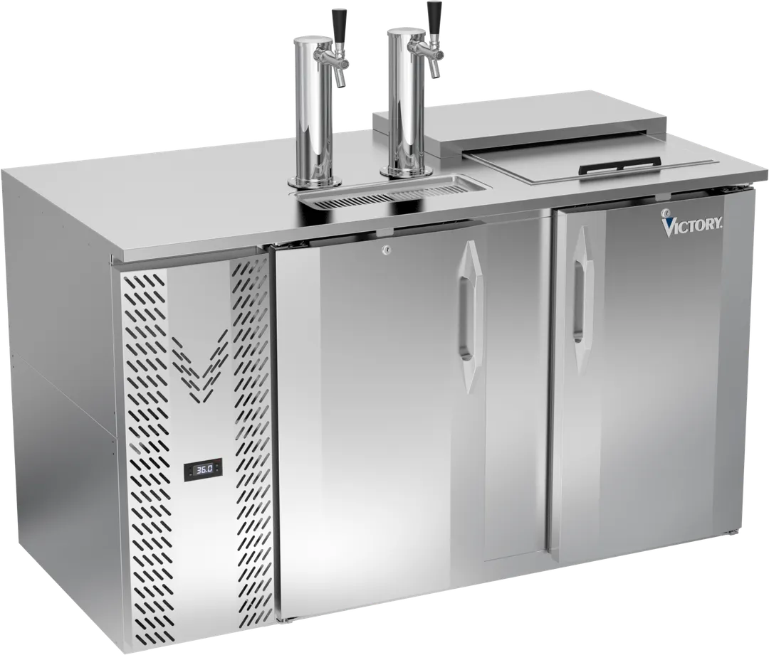 Victory VDD58HC-C-S Club‑Top Cooler, 58" x 30-1/8" x 49-5/16", 2‑Door 3‑Keg Capacity 2 Faucets, R290