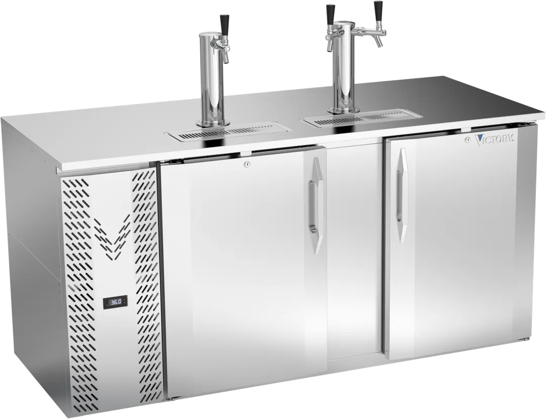 Victory VDD68HC-S Keg Cooler 68"W x 30-1/8"D x 49-5/16"H, 3-Barrel, Stainless, Faucets, R290, 1/3 HP