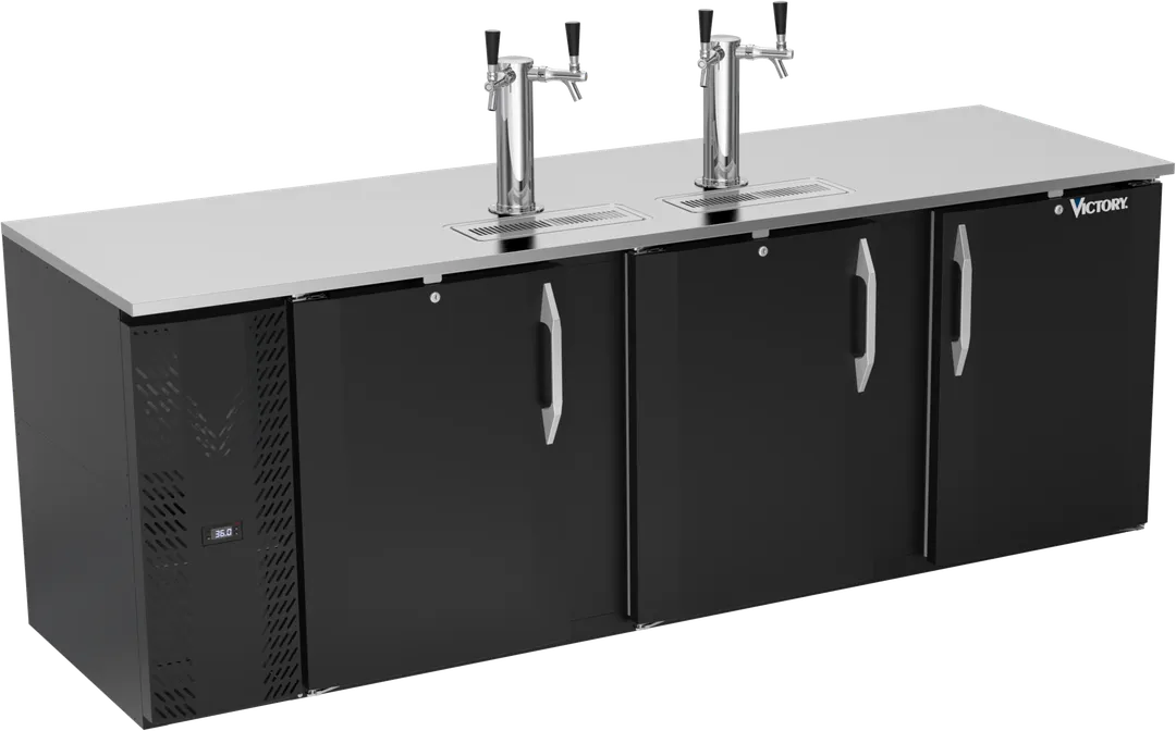 Victory VDD94HC-B Keg Cooler, 94"W, Black Exterior, Top, 5‑8 Capacity, 2 Columns, R290, 1/3 HP, 115V