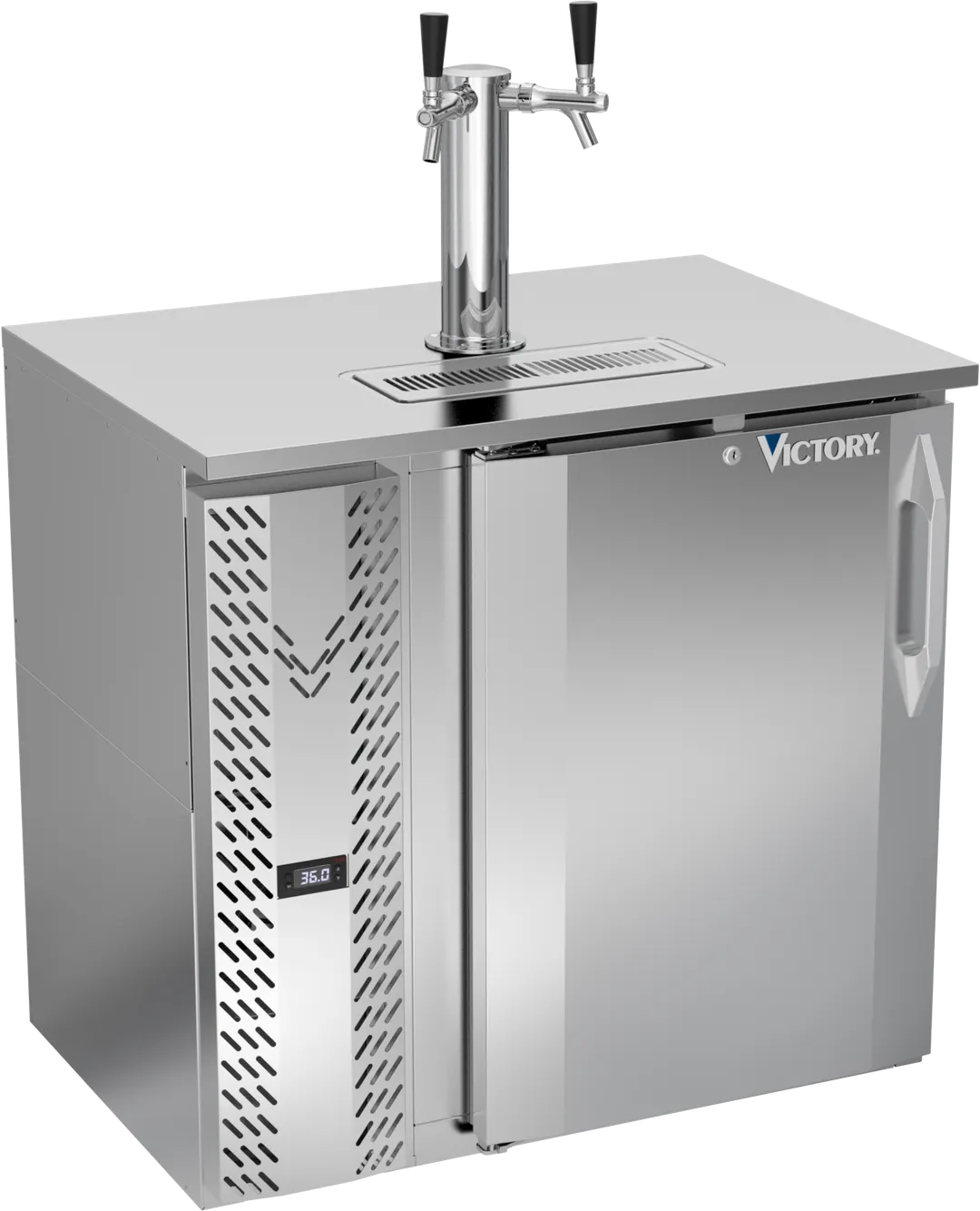 Victory VDDN36HC-S Draft Keg Cooler 36"W×26-1/8"D×49-5/16"H 1/2-Barrel SSFT Lock 2F R290 1/4 HP 115V