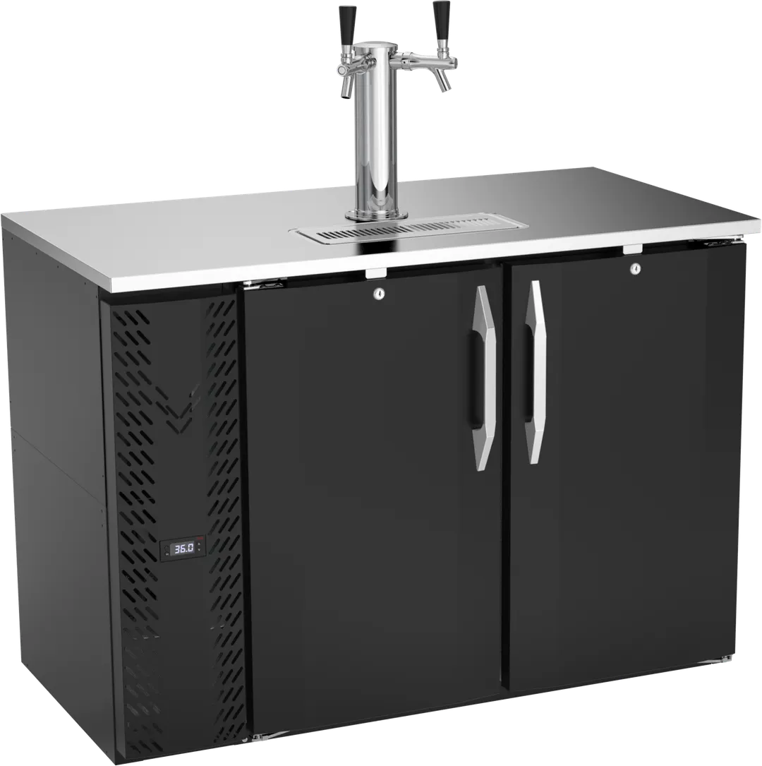 Victory VDDN48HC-B Keg Cooler, 48"W x 26-3/8"D x 49-5/16"H, Black Faucets, 2‑Barrel, ENERGY STAR