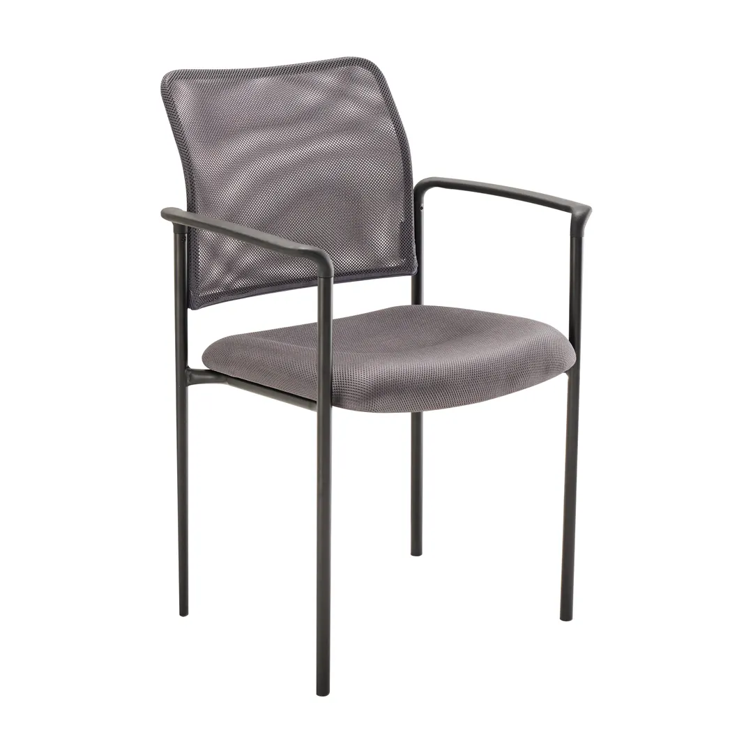 Flash Furniture GO-516-2-GRY-GG Jana Stacking Side Chair with Arms, 250 lb, Steel, Mesh Back, Gray Upholstered Seat