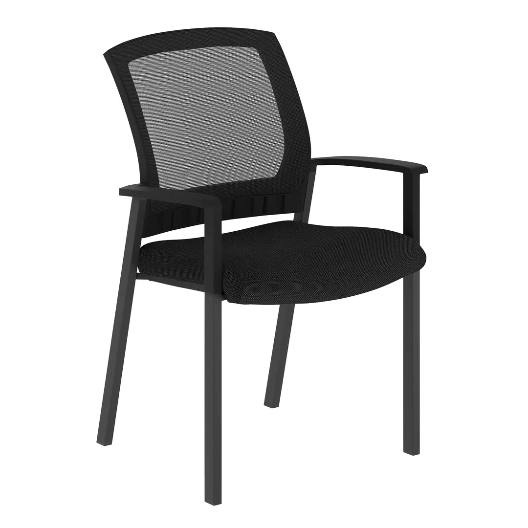 Flash Furniture HL-0010W-BK-GG Hercules Commercial Stacking Side Chair with Arms, 300 lb. weight capacity, black mesh back, upholstered seat, black steel frame