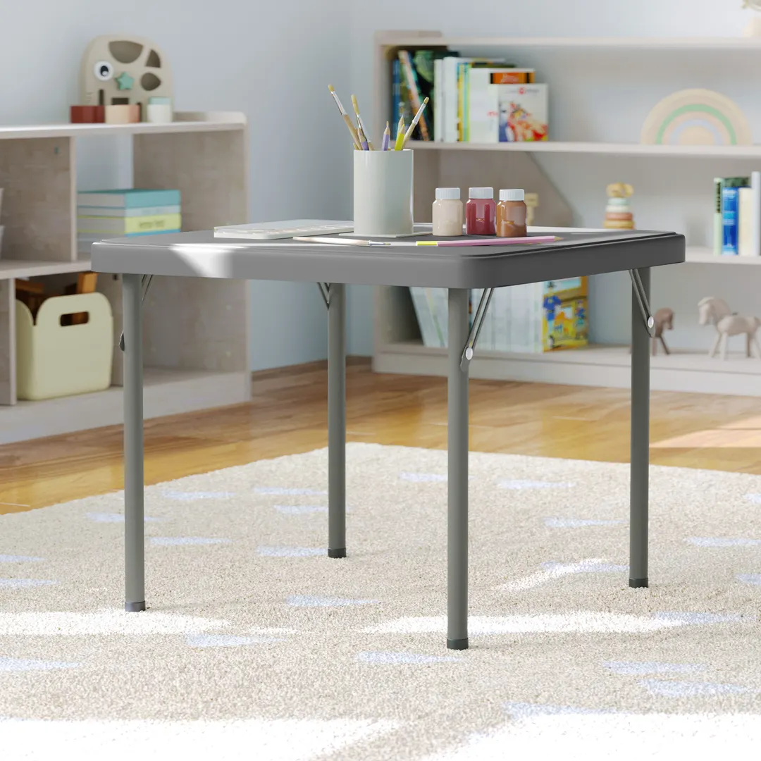Flash Furniture RB-2424-KID-GY-GG Paige Kids 24x24 Rectangular Plastic Folding Table, Granite Gray