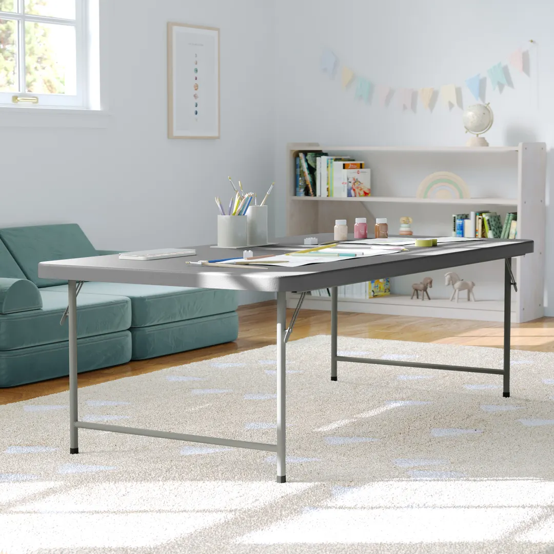 Flash Furniture RB-3060-KID-GY-GG Paige Kids 30x60 Rectangle Folding Table, Granite Gray Plastic
