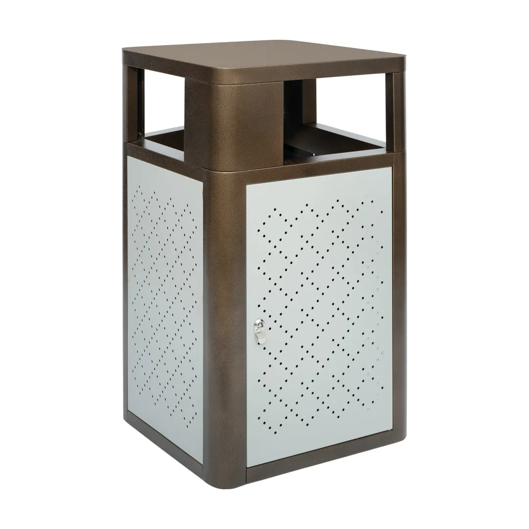 Flash Furniture UB-OTB-67W-BRN-SLV-GG Outdoor/Indoor Trash Receptacle