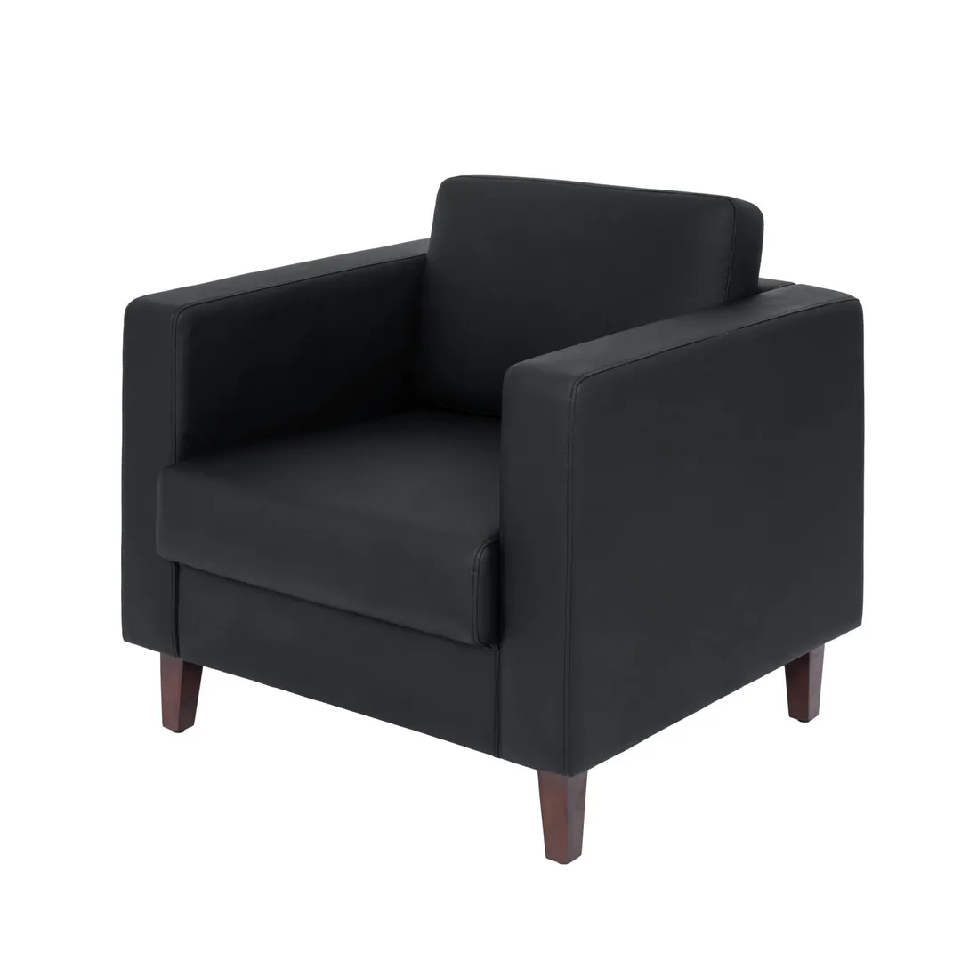 Flash Furniture ZB-8921-1S-BLK-GG Hercules Artemis Reception Chair, 33"W x 31-1/4"D x 32-1/2"H, LeatherSoft Upholstery, Black, Walnut Legs, USB Ports