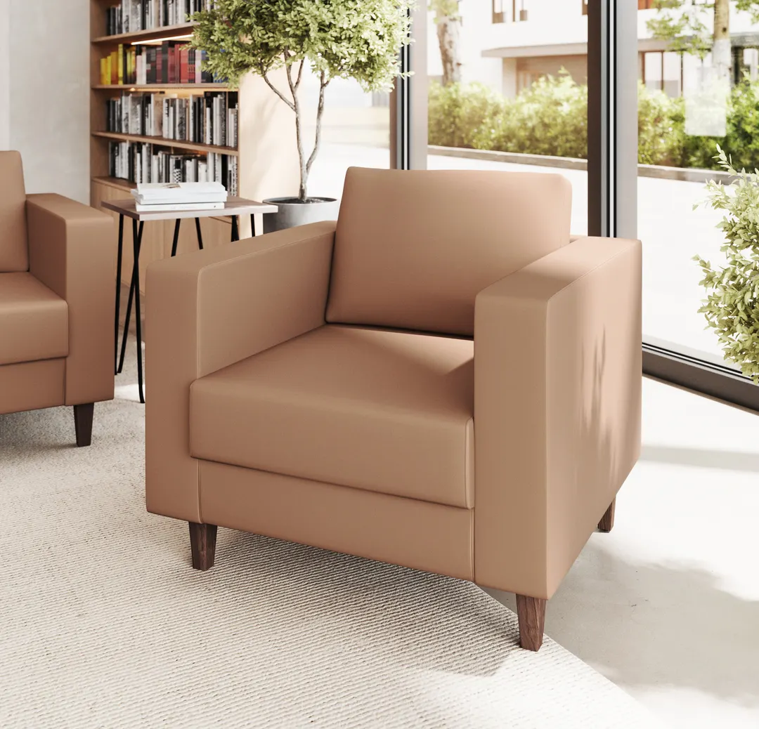 Flash Furniture ZB-8921-1S-COGNAC-GG Hercules Artemis Reception Chair, 33"W x 31-1/4"D x 32-1/2"H, LeatherSoft Upholstery, USB Ports