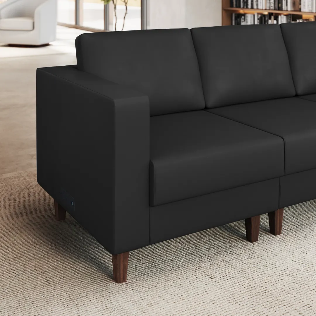Flash Furniture ZB-8921C-LA-BLK-GG Hercules Artemis Left Arm Reception Chair, 28.25"W x 31.5"D x 31.75"H, LeatherSoft Upholstery, Black