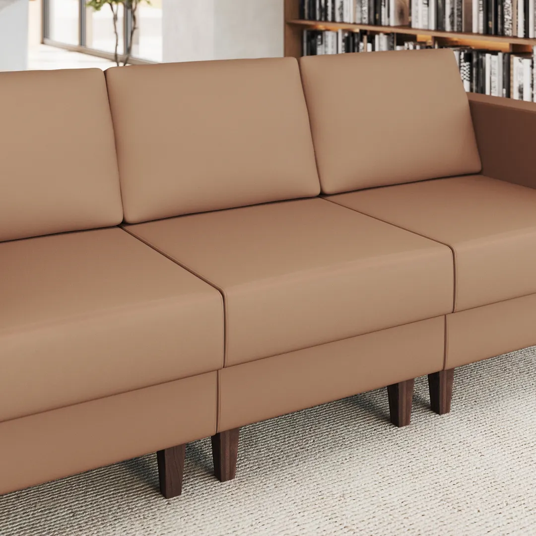 Flash Furniture ZB-8921M-COGNAC-GG Hercules Artemis Middle Reception Chair, 28.25W x 31.5D x 31.75H, LeatherSoft Upholstery, Walnut Legs