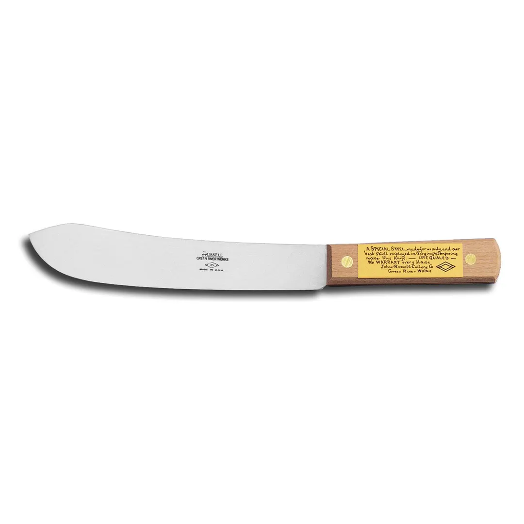 Dexter 012-8BU Traditional Butcher Knife, 8" Stamped Straight Blade, Beech Wood Handle, Wood