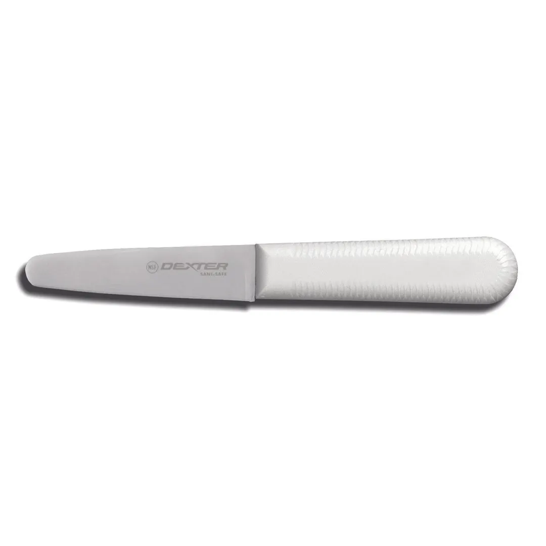 Dexter 10453 Sani‑Safe Clam Knife, 3‑3/8" Carbon Steel Blade, White Plastic Handle, NSF