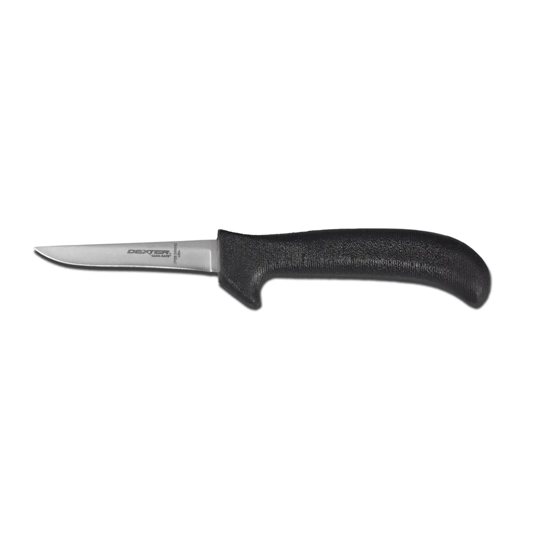 Dexter 11263B Deboning Knife, 3‑3/4" Blade, High‑Carbon Steel, Black Plastic Non‑Slip Handle