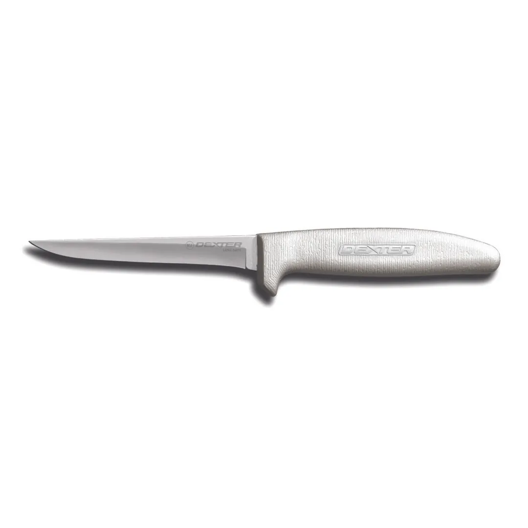 Dexter 1143 Sani‑Safe Boning Knife, 4‑1/2" Narrow Blade, Stainless Steel, White Handle, Made in USA