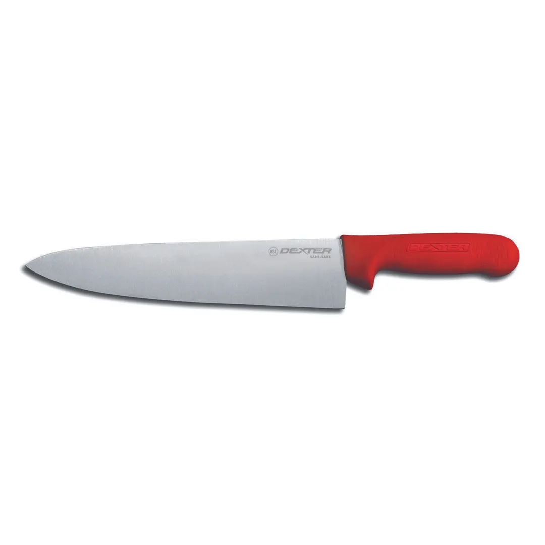 Dexter 12433R Chef Knife – 10" Carbon Steel Blade, Red Polypropylene Handle, Sani‑Safe NSF