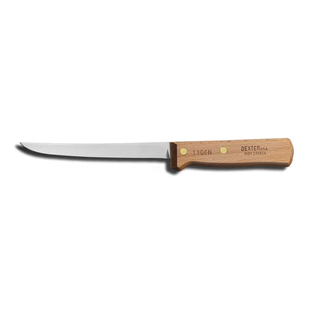 Dexter 1320 6" Boning Knife, Stamped, Stiff Narrow Blade, High‑Carbon Steel, Beech Wood Handle