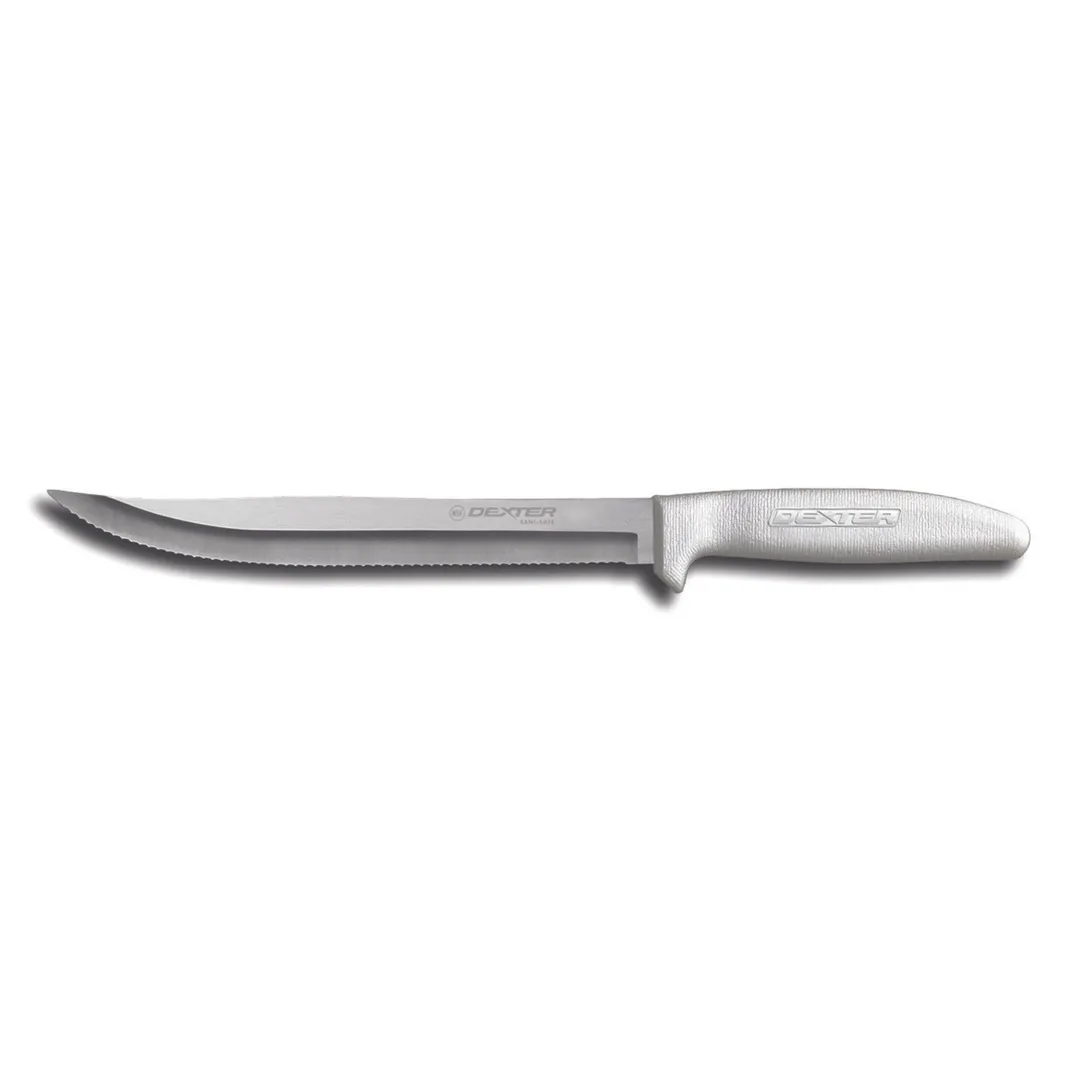 Dexter 13553 Sani‑Safe Slicer, 8" High‑Carbon Steel, White Polypropylene Handle, Made in USA