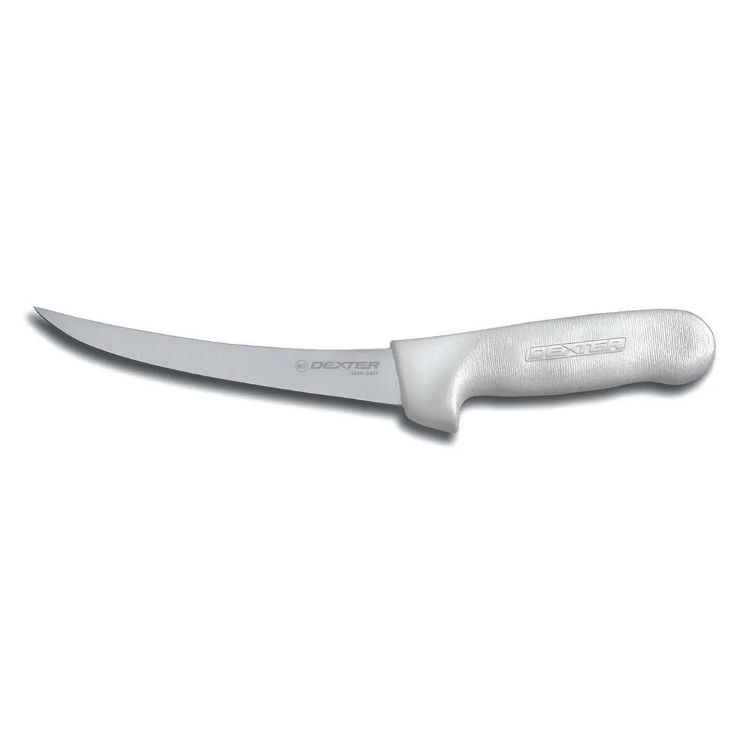 Dexter 1493 Boning Knife, 6" Curved Blade, Stainless Steel, White Plastic Handle, Made in USA