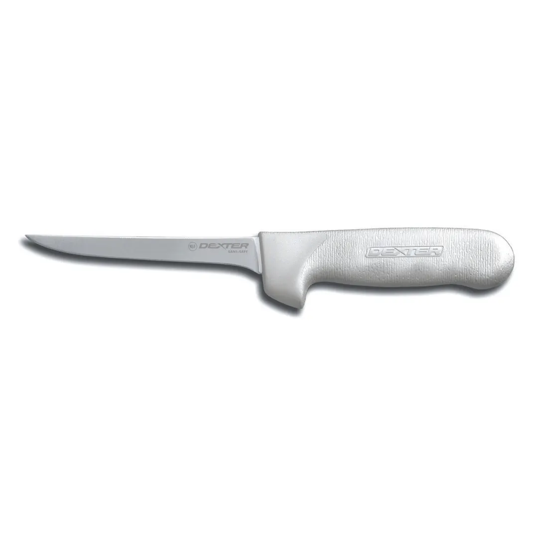 Dexter 1503 SaniSafe Boning Knife, 5" Narrow Carbon Blade, White Handle, NSF, Made in USA