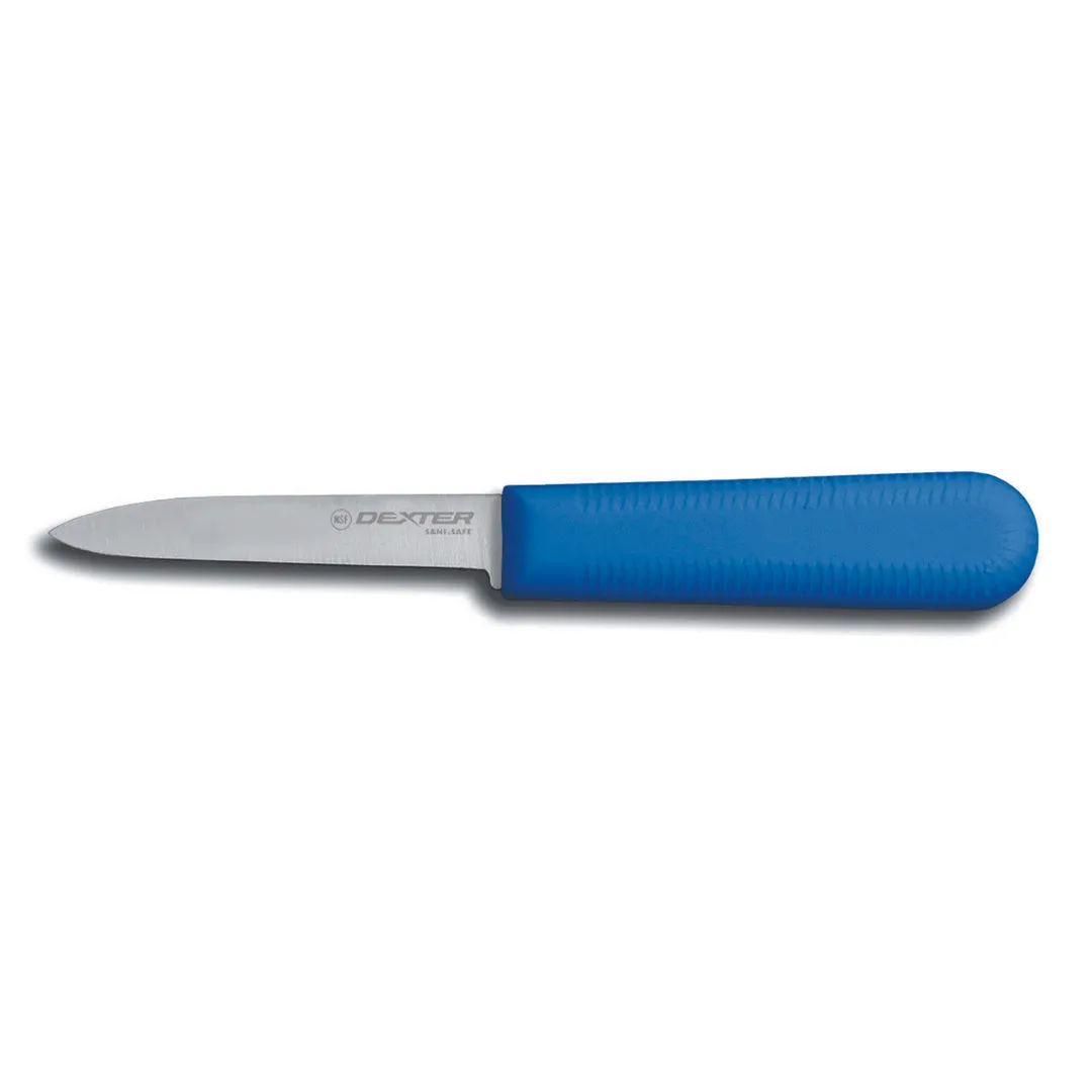 Dexter 15303C Sani‑Safe Paring Knife, 3‑1/4" Blade, Stainless Steel, Blue Plastic Non‑Slip Handle